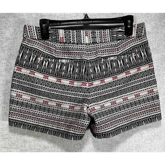 Artisan NY Tribal Print Cream & Black Midrise Cotton Blend Shorts Womens Size 8 - Picture 7 of 9